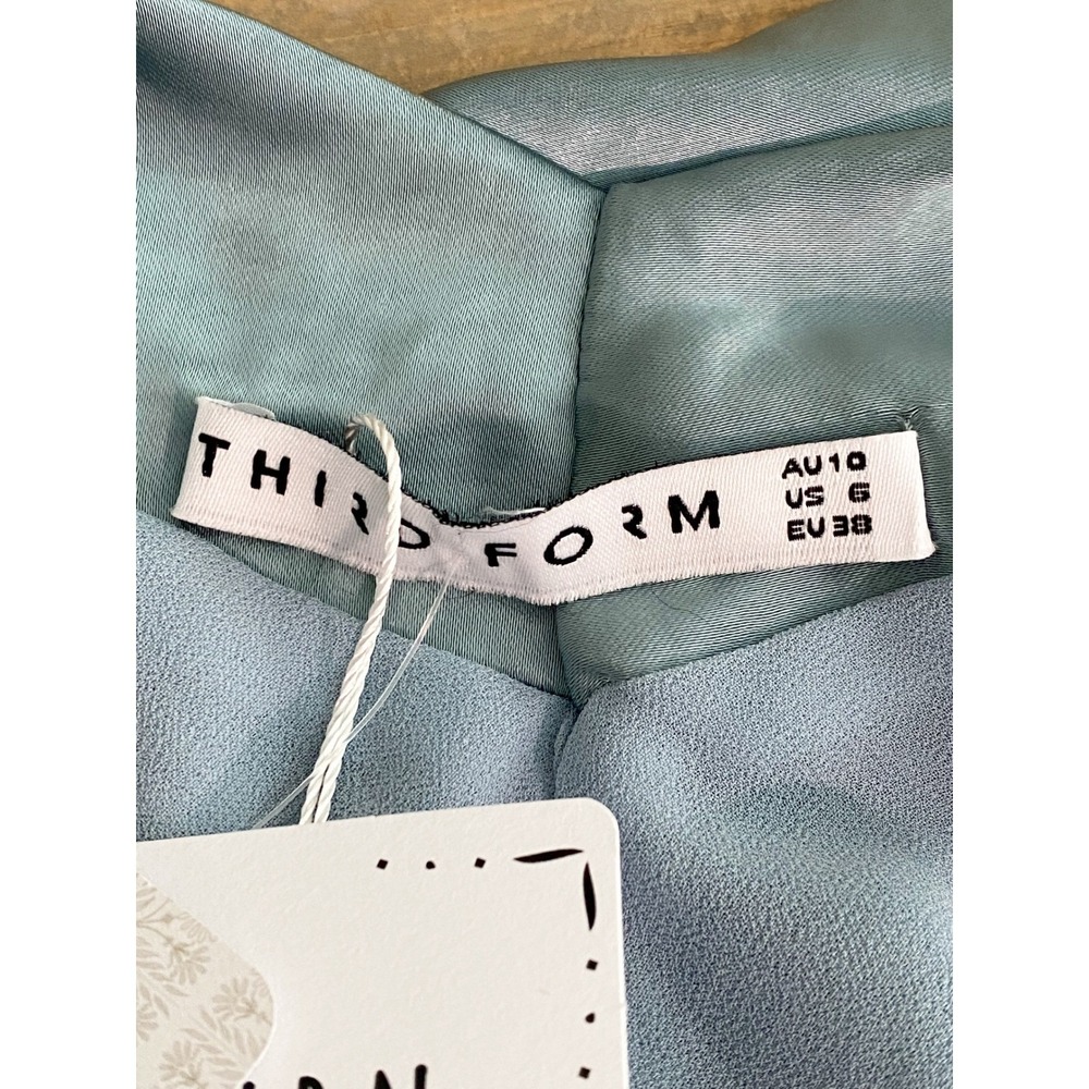 NWT Free People X Third Form Satin Tie Back Strapless Midi Dress 6 Blue Wave - Picture 9 of 13